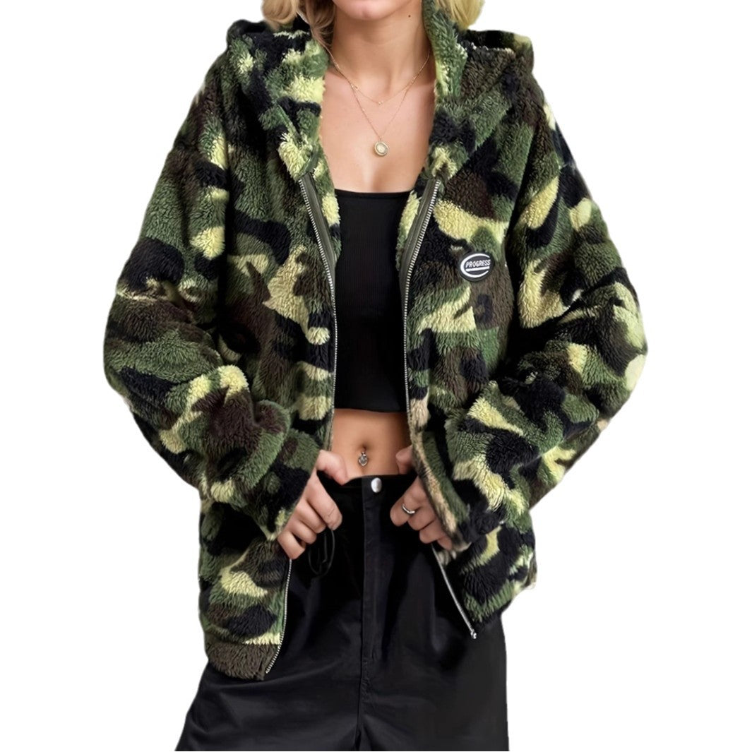 Elevate Your Style with Our Women's Casual Camouflage Hooded Jacket