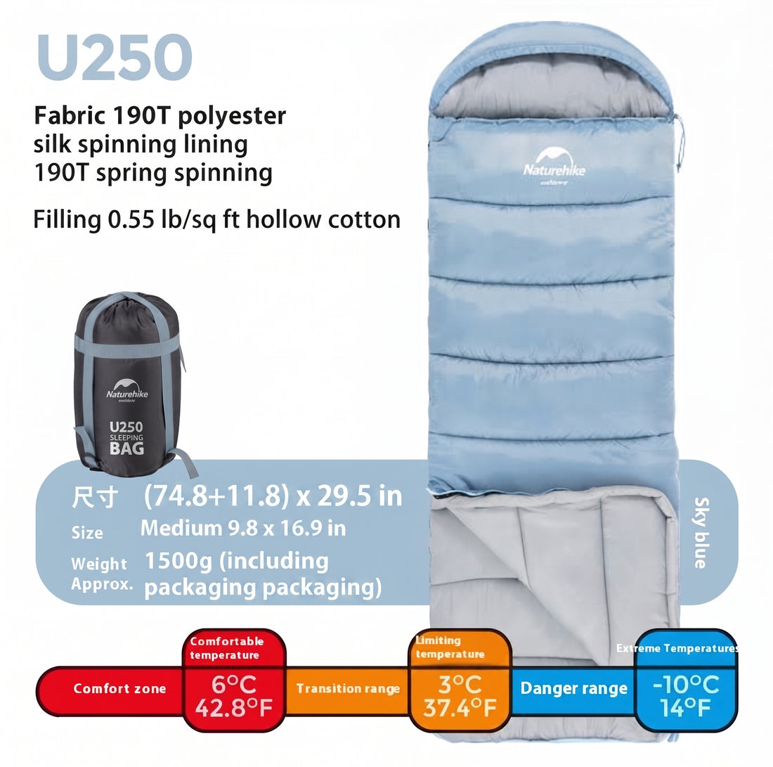 Hooded Envelope Winter Camping Sleeping Bag
