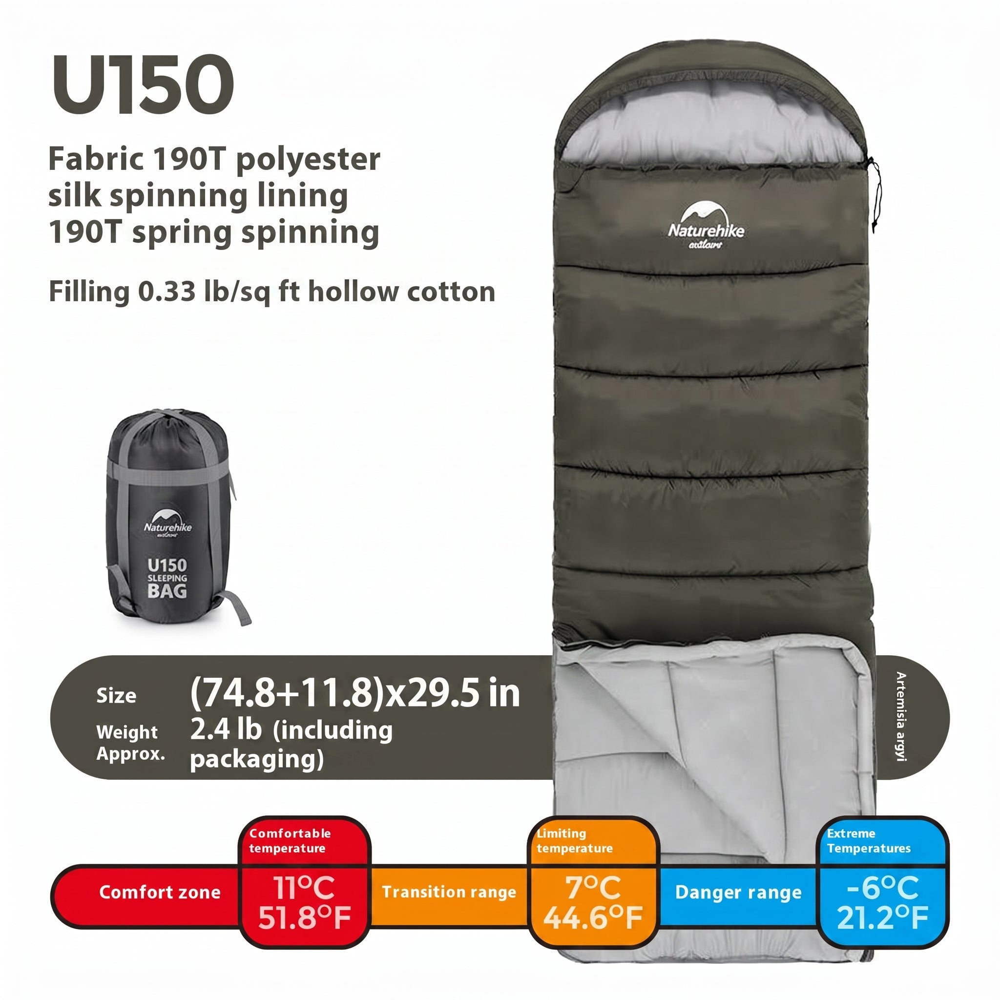 Hooded Envelope Winter Camping Sleeping Bag