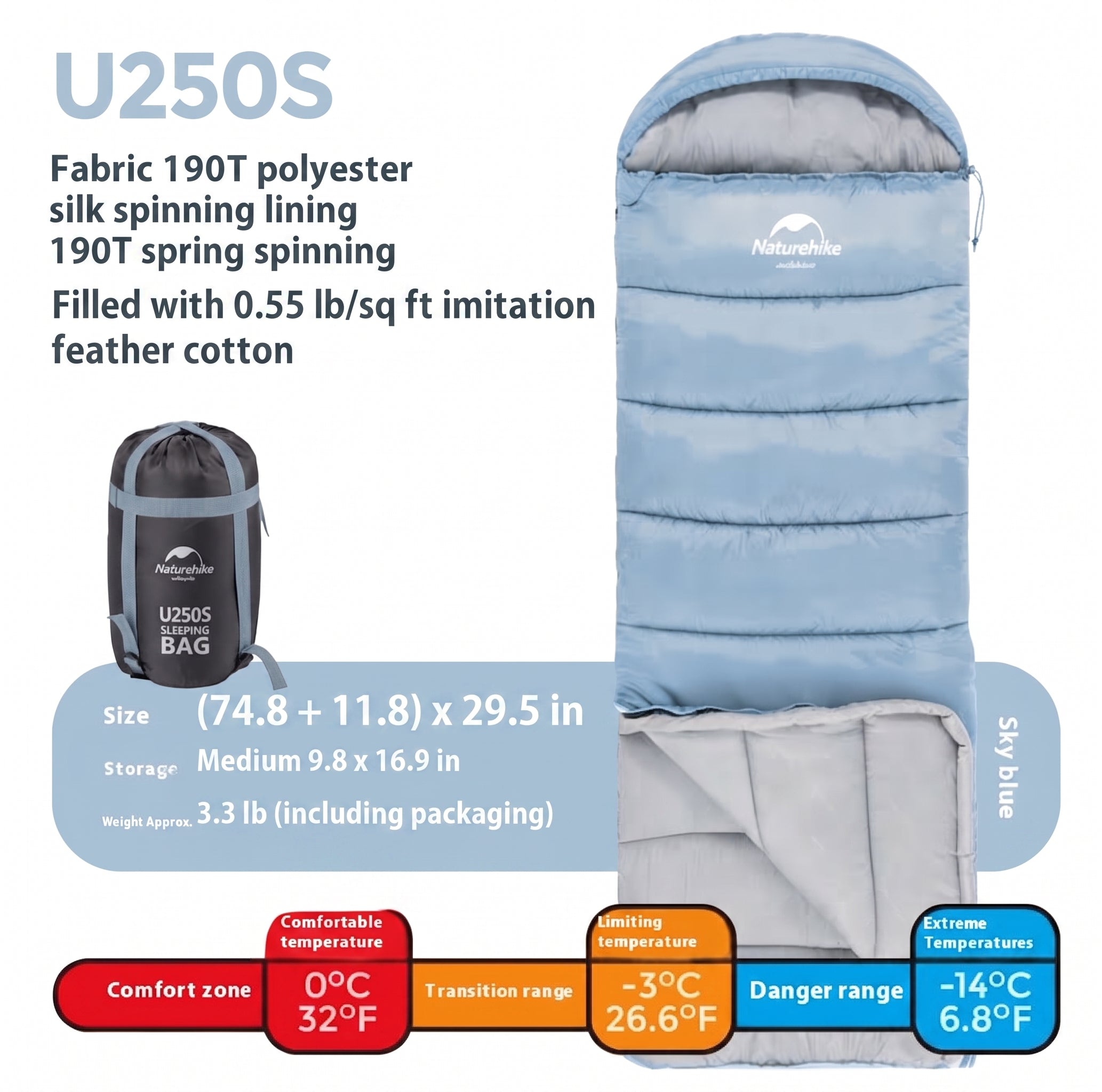 Hooded Envelope Winter Camping Sleeping Bag