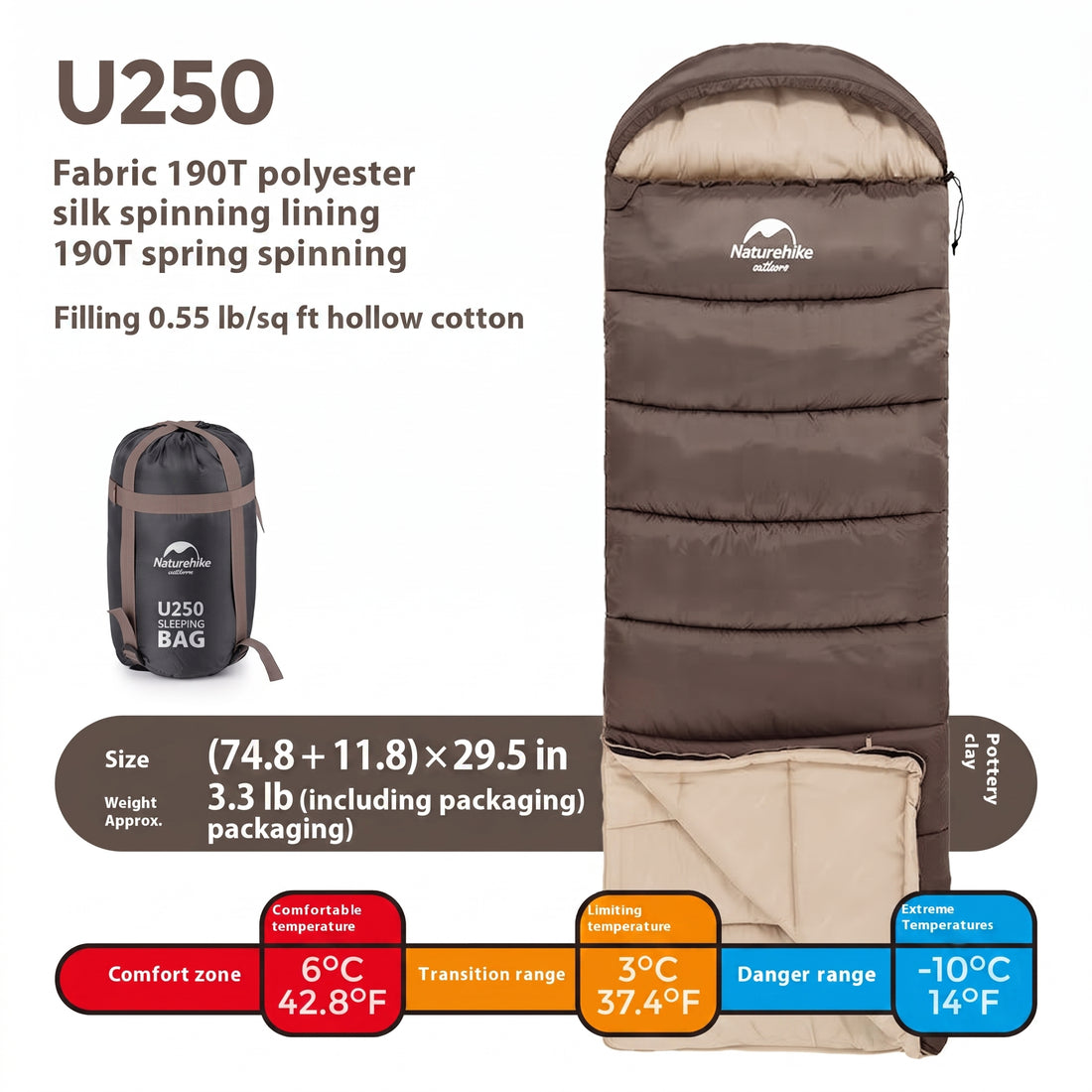 Hooded Envelope Winter Camping Sleeping Bag