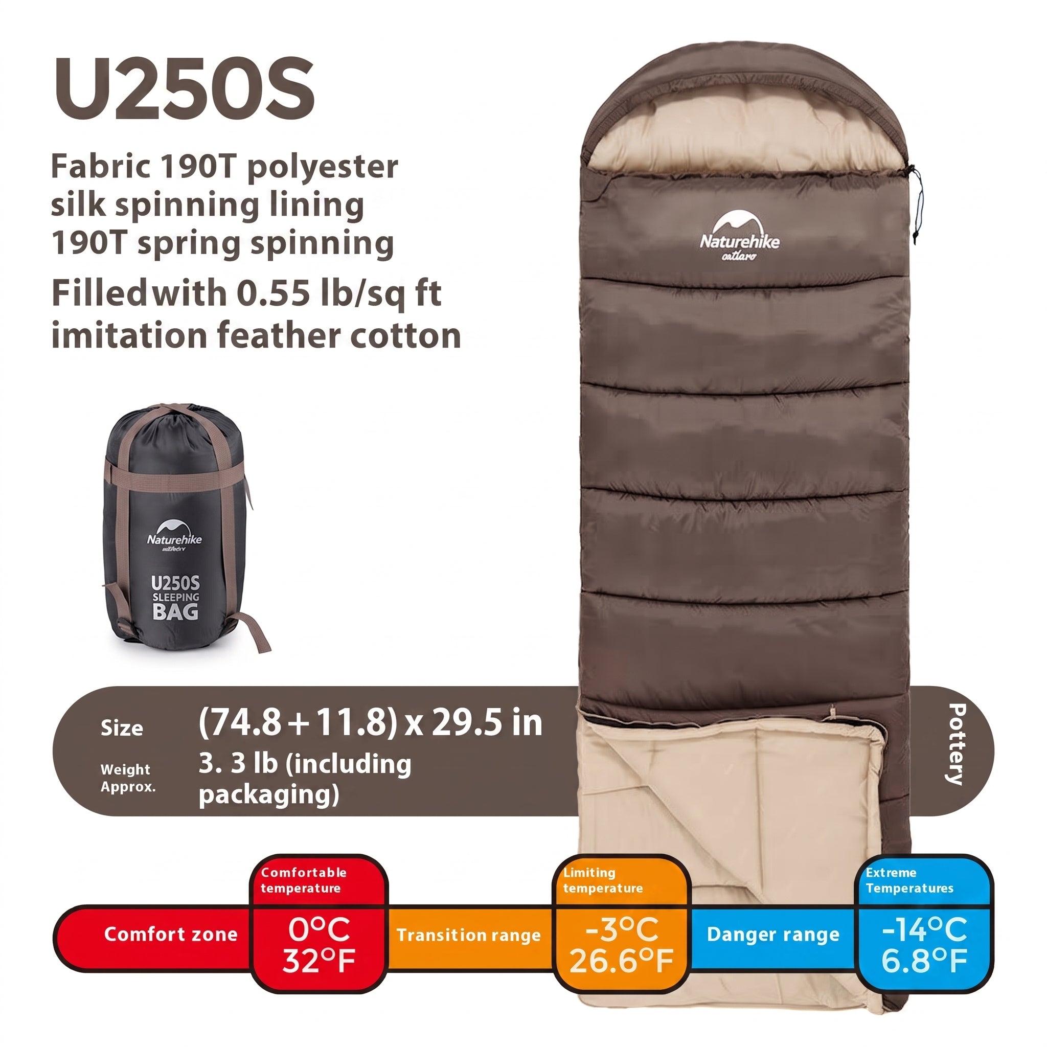 Hooded Envelope Winter Camping Sleeping Bag