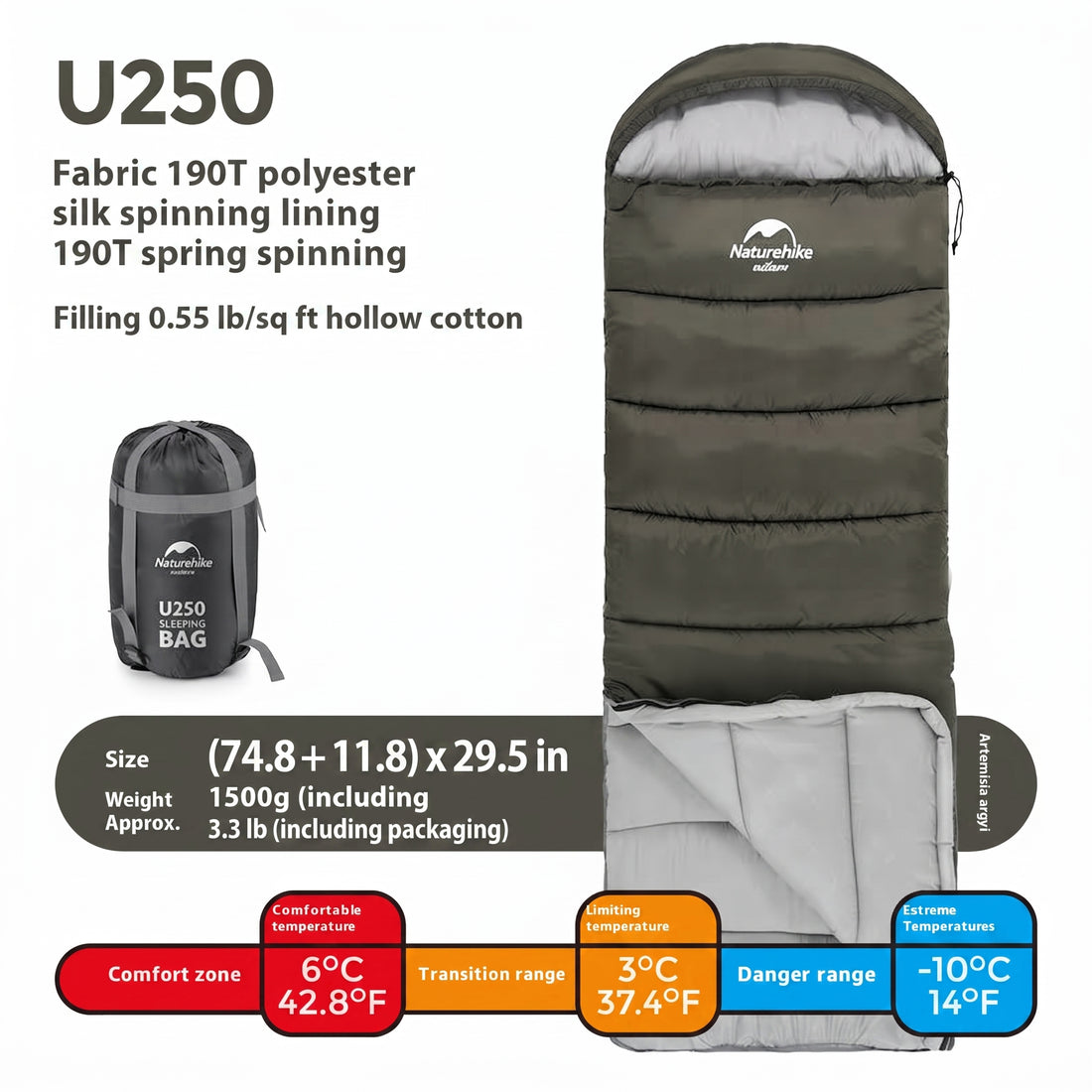 Hooded Envelope Winter Camping Sleeping Bag